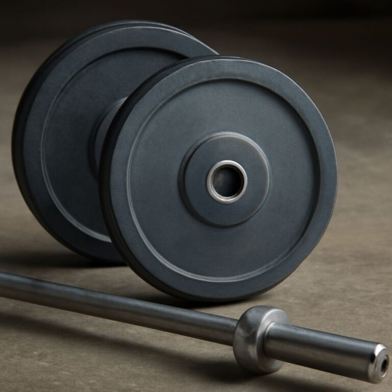 barbell plates and small barbell for plate squats