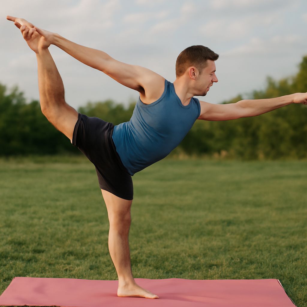 Practicing swan pose yoga and side angle yoga pose