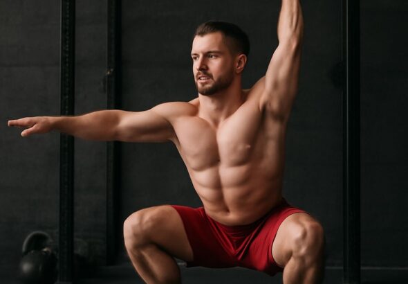 Overhead squats and breathing squats for sore thighs and legs