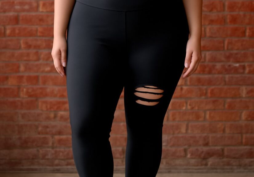 Ripped yoga pants and yoga stickers