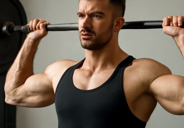 Barbell shoulder press and calisthenics movement