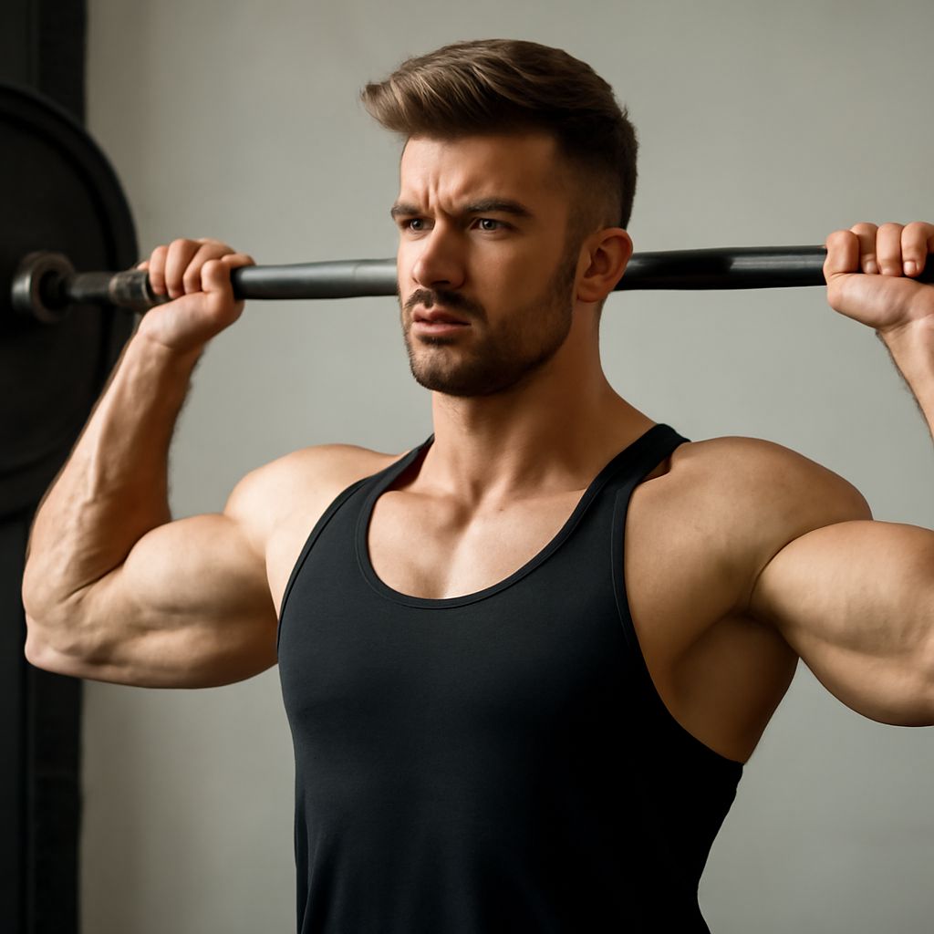 Barbell shoulder press and calisthenics movement