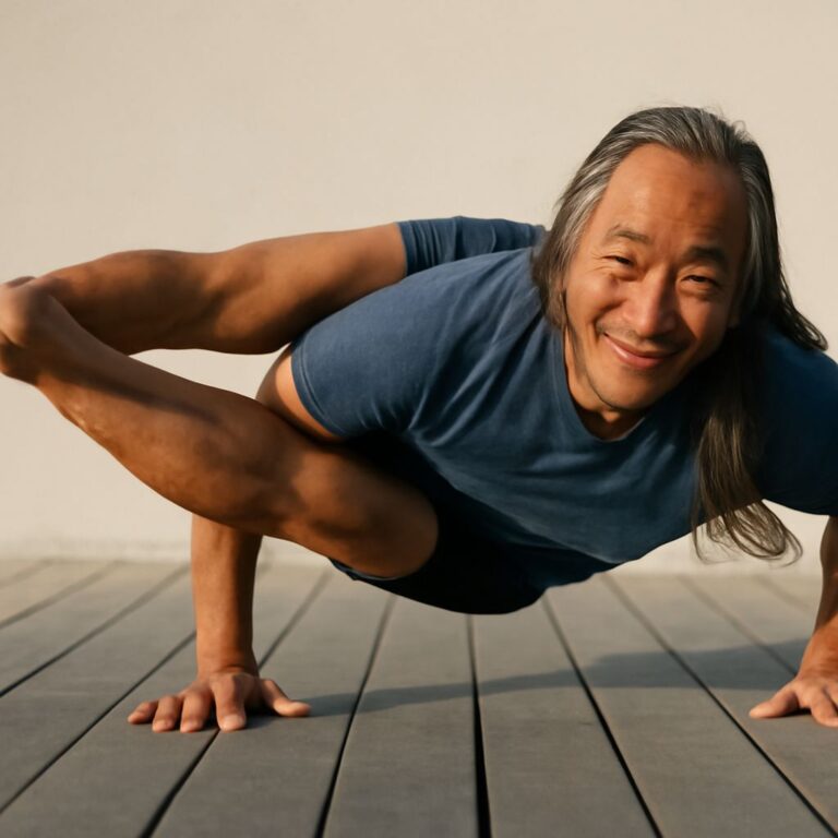 Rodney Yee and Jenni Lee practicing yoga