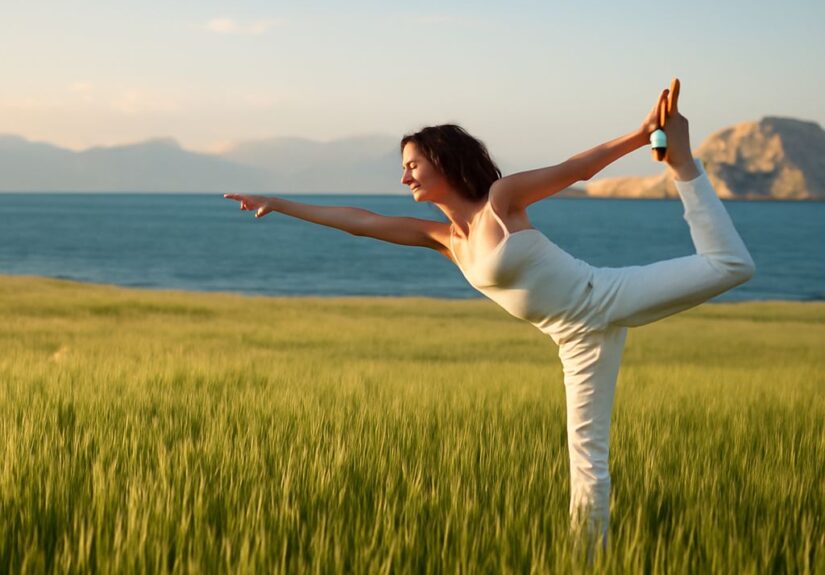 Practicing yoga in nature, ideal for yoga over 50