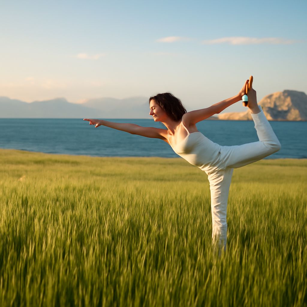 Practicing yoga in nature, ideal for yoga over 50