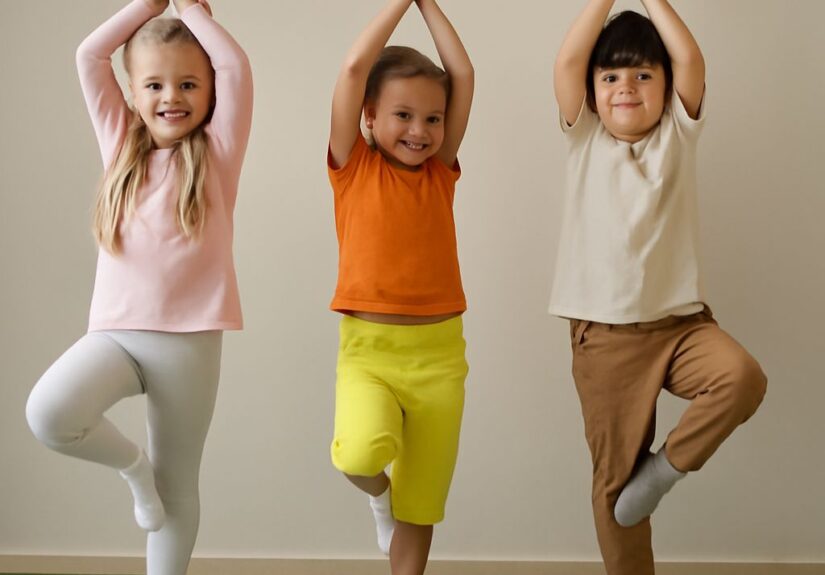 Kids doing yoga and enjoying the benefits of yoga children